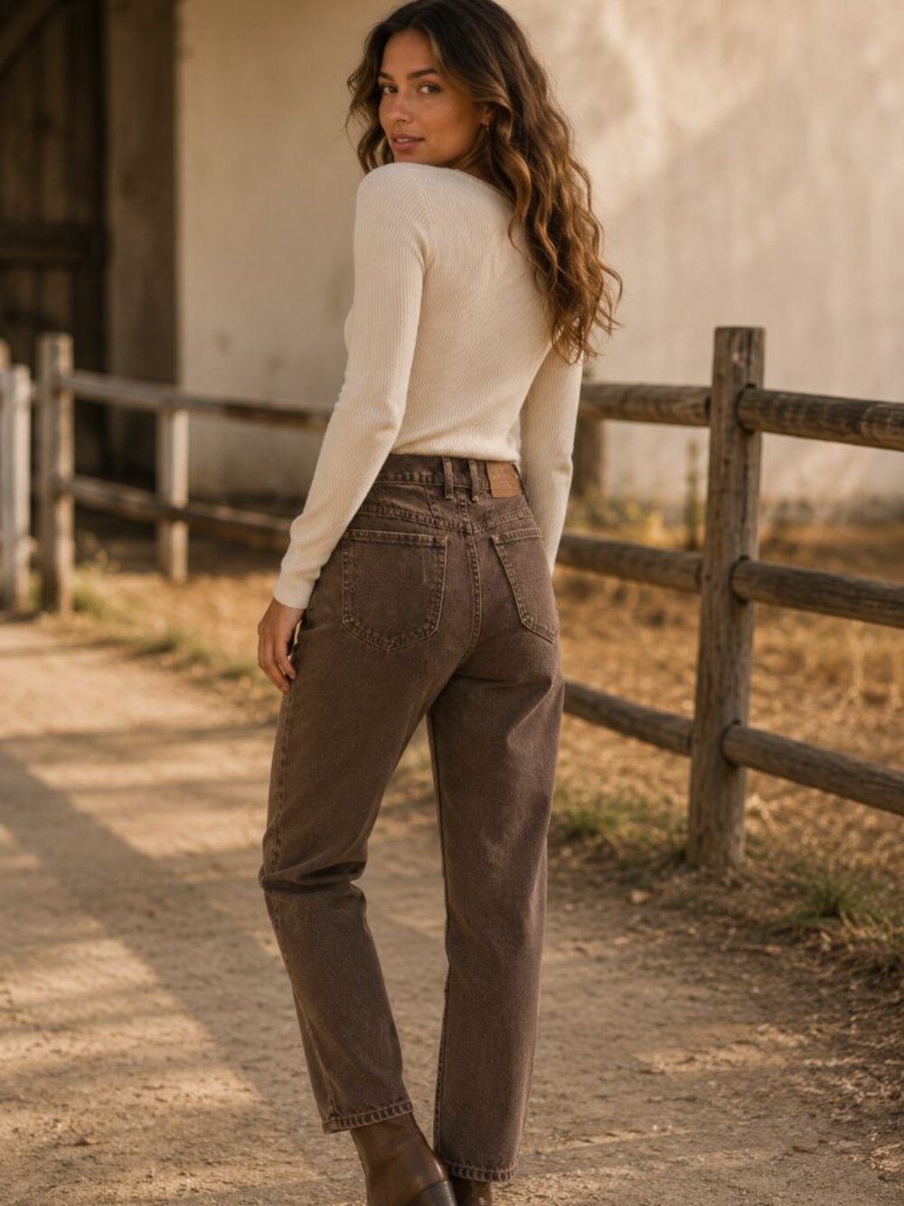 Vintage Brown Western Tapered Leg Jeans High Rise Cowboy Ranchwear 12